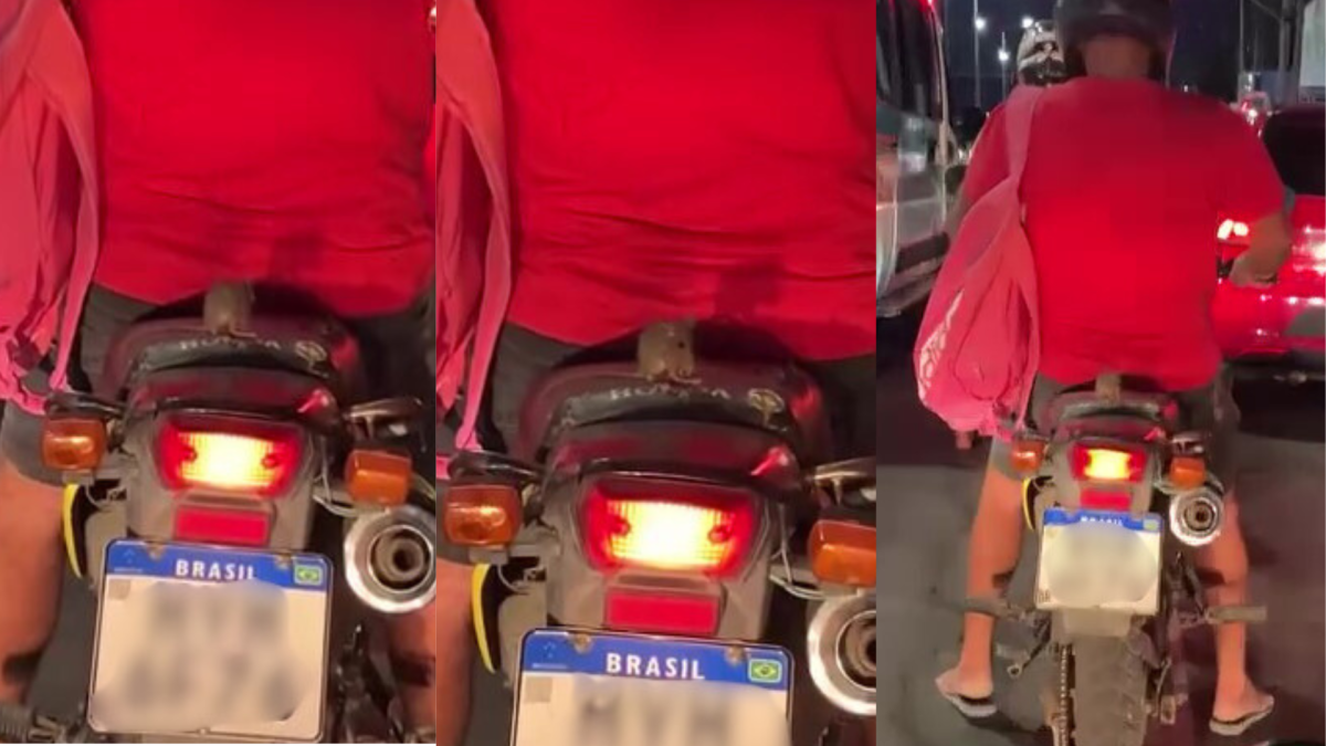 Rato é flagrado "pegando carona" em moto no Ceará