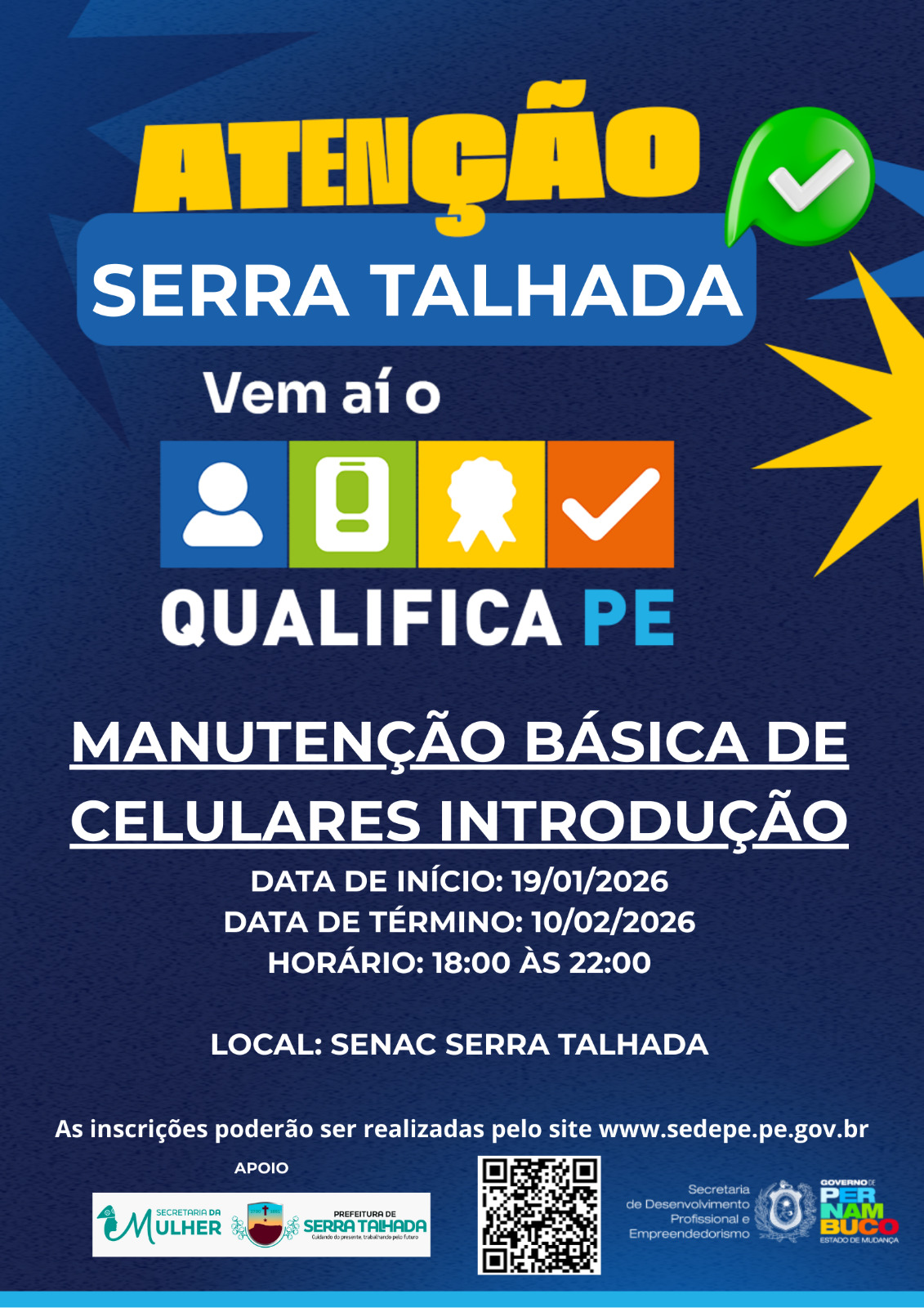 Qualifica PE oferta curso de manutenção de celulares em Serra Talhada