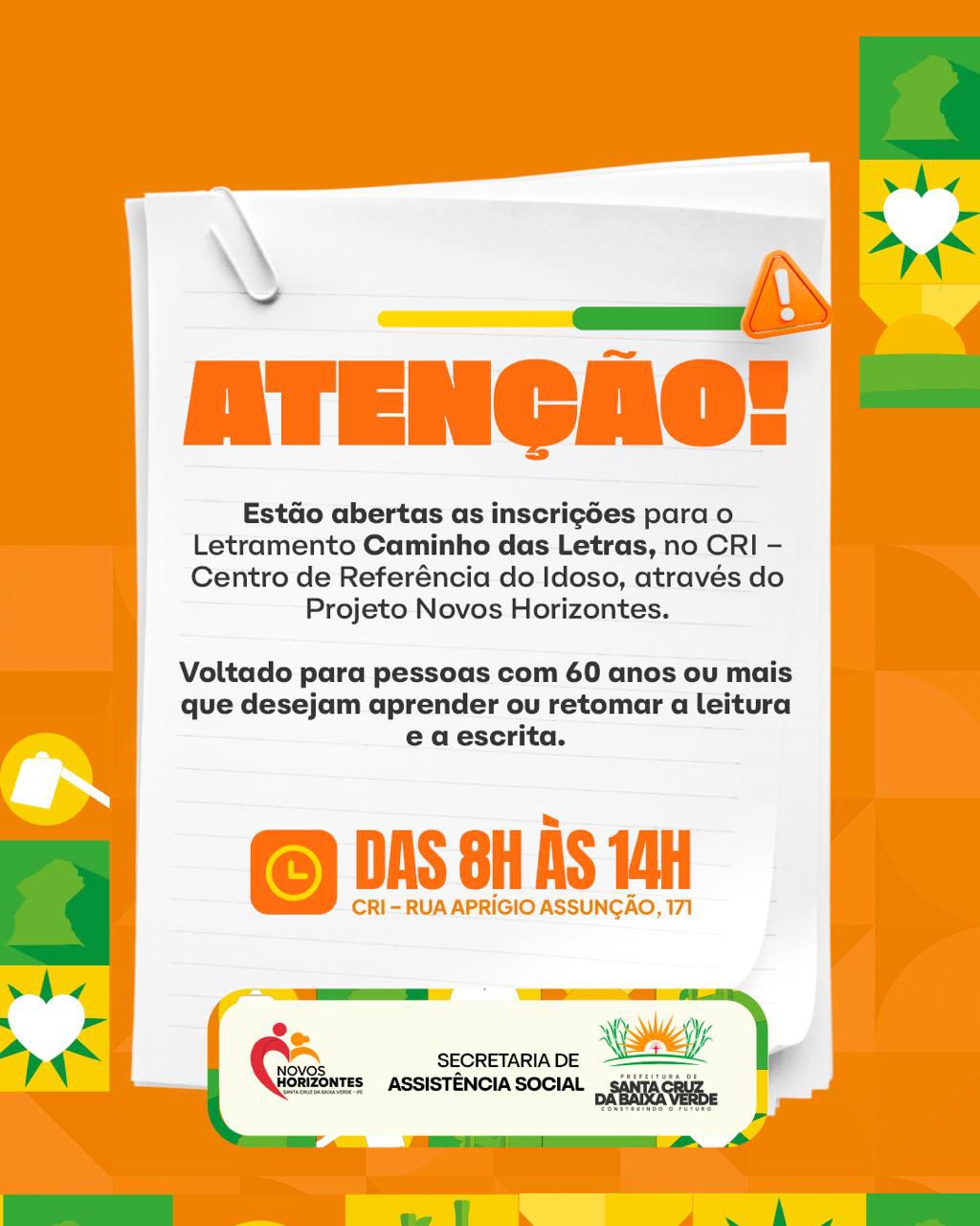 Santa Cruz abre inscrições para Letramento Caminho das Letras