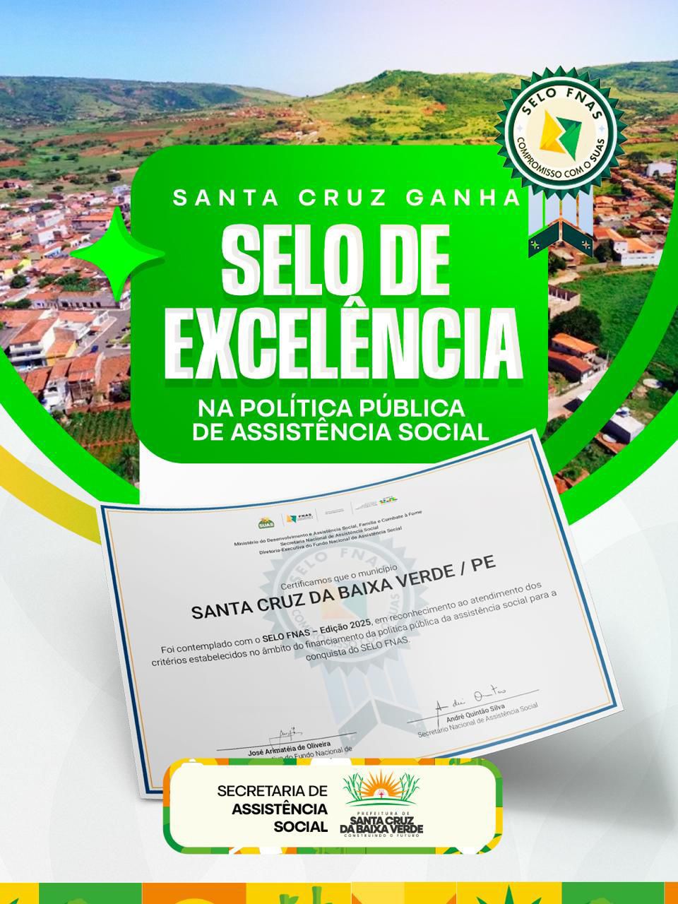 Santa Cruz ganha selo de excelência na assistência social