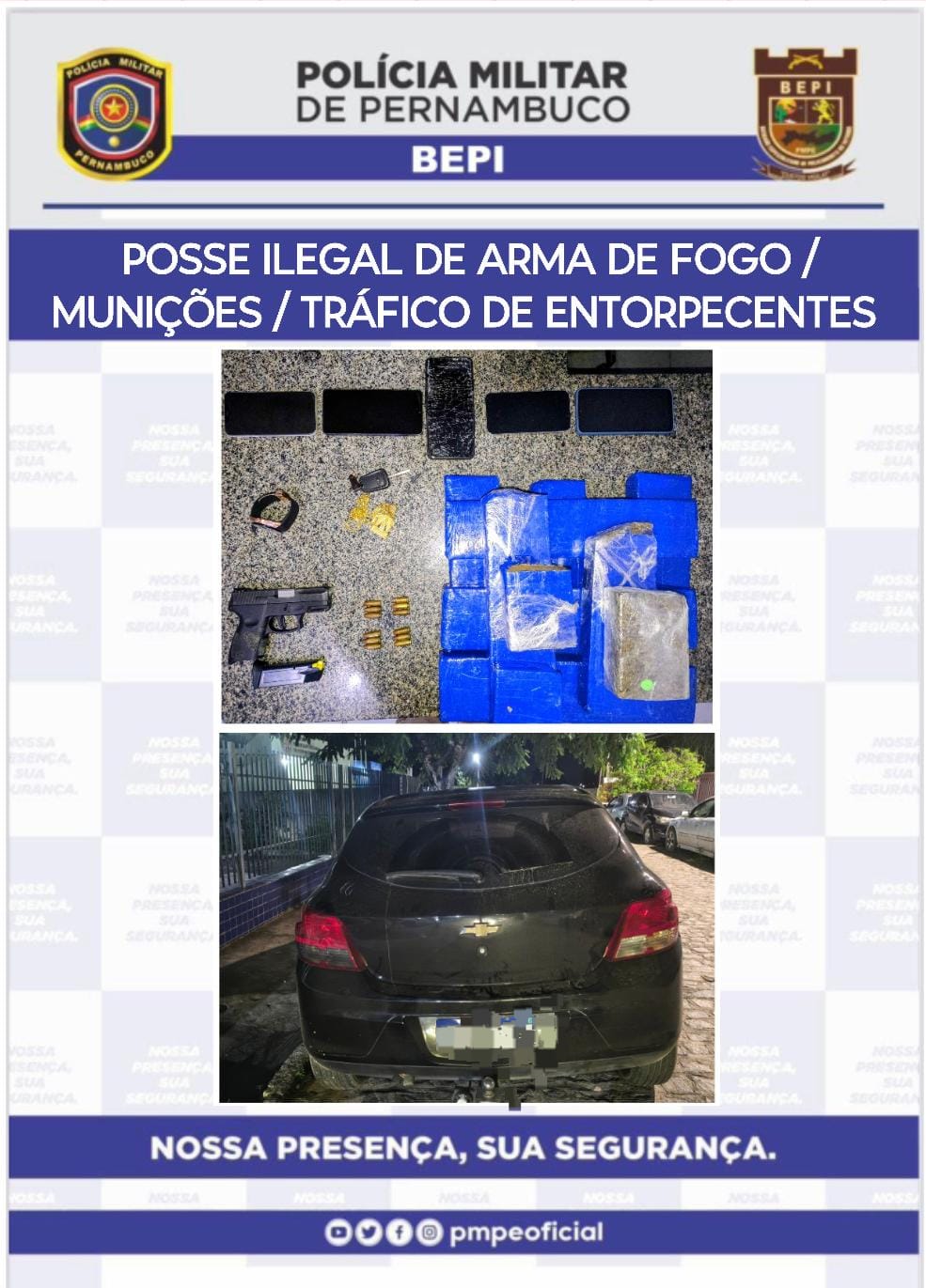 Casal é detido com mais de 12 kg de maconha e pistola 9mm 1 Casal é detido com mais de 12 kg de maconha e pistola 9mm