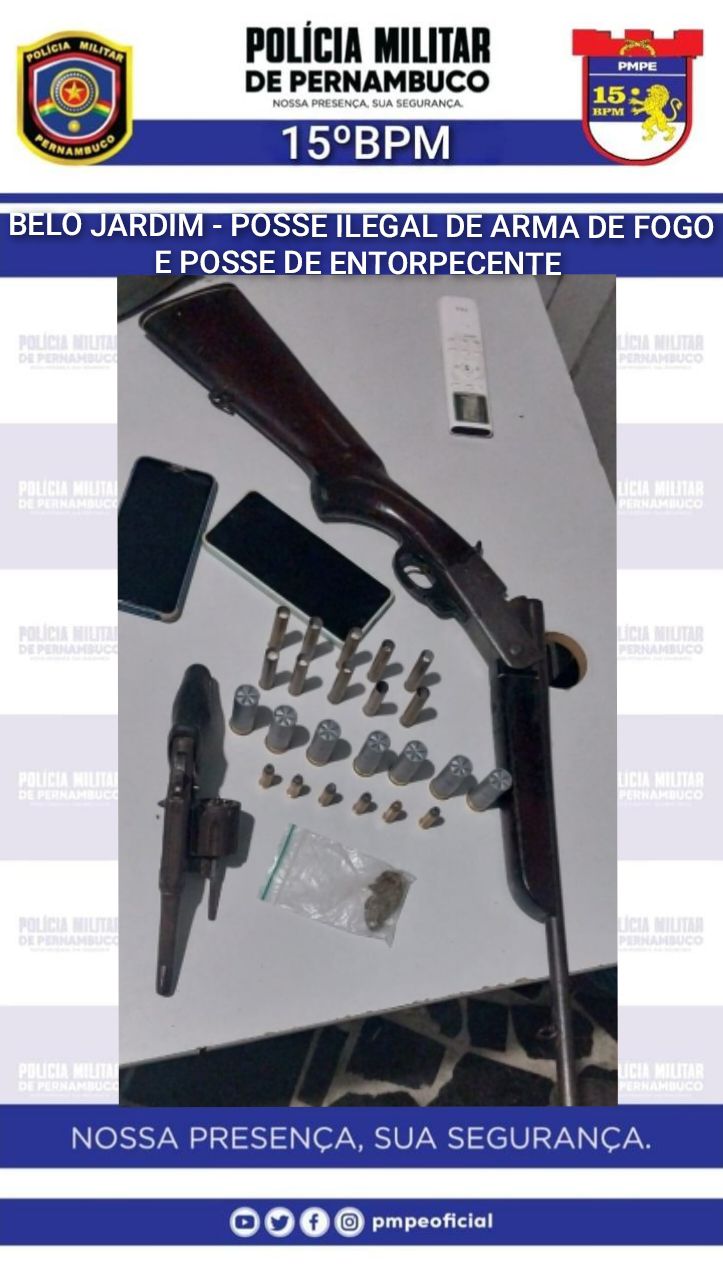 Ação da PM resulta em apreensão de armas e drogas