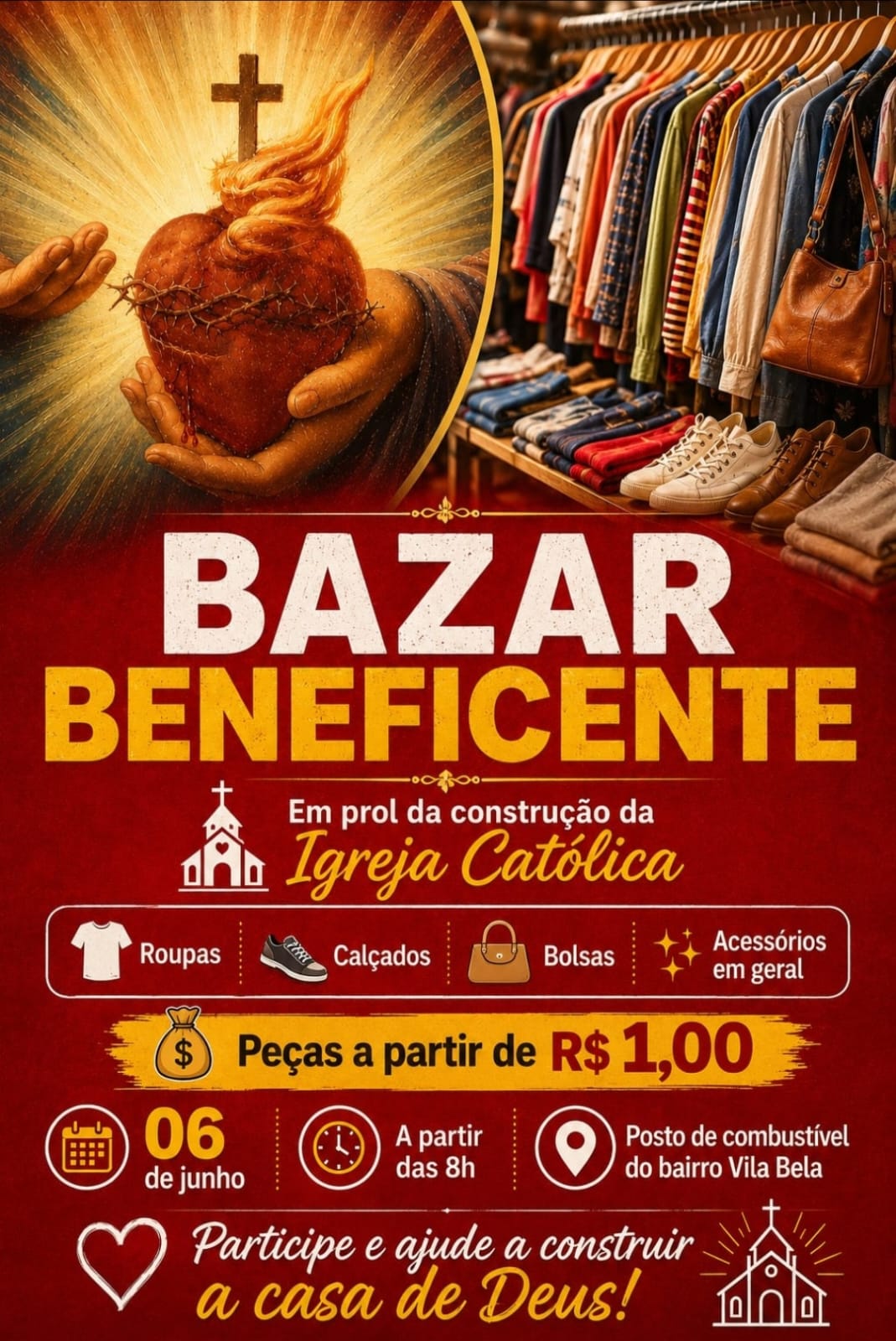 Bazar arrecada recursos para construção de igreja no Vila Bela
