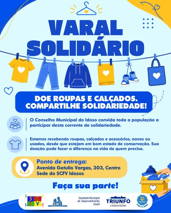 Conselho Municipal do Idoso promove Varal Solidário 1 Conselho Municipal do Idoso promove Varal Solidário