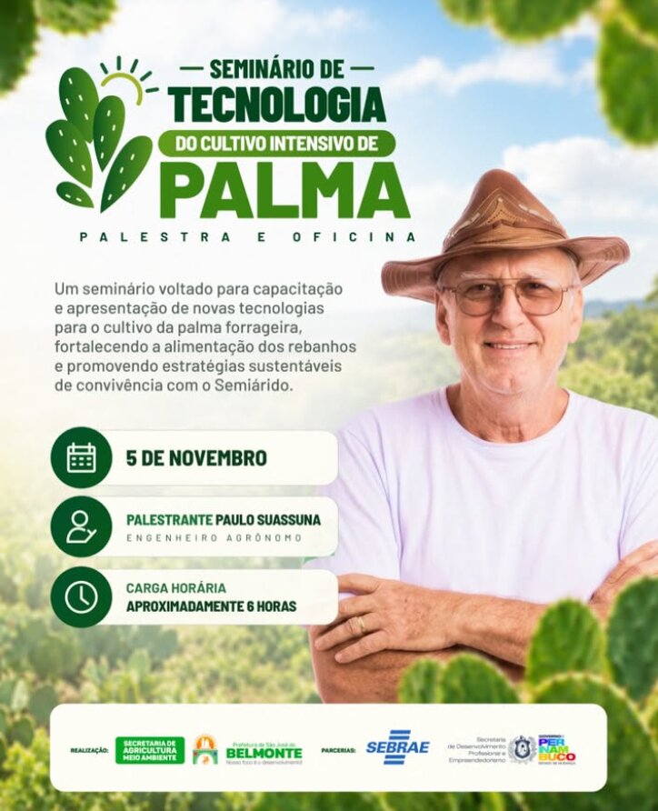 Belmonte promove seminário sobre tecnologia no cultivo da palma forrageira 1 Belmonte promove seminário sobre tecnologia no cultivo da palma forrageira